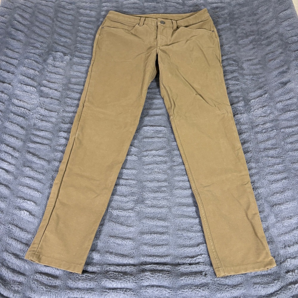 Lululemon ABC Pant Slim 5 Pocket Khaki Tan Mens Size 32 Canvas Style Tech Pants